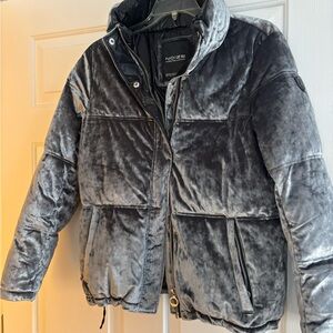 Noize women’s dusty blue silver Velvet Puffer Jacket